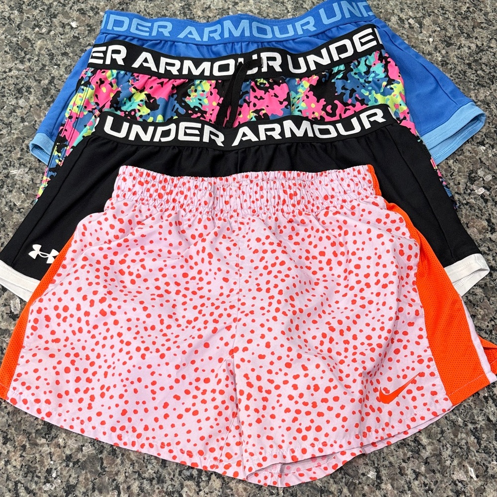 Under Armour/Nike Kids XL Multicolor, Blue and Black Shorts lot